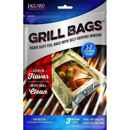 JACCARD Jaccard 201505 Qbag Heavy Duty Aluminum Foil Grill & Oven Bag with Self Venting Window; Medium - Pack of 3 201505